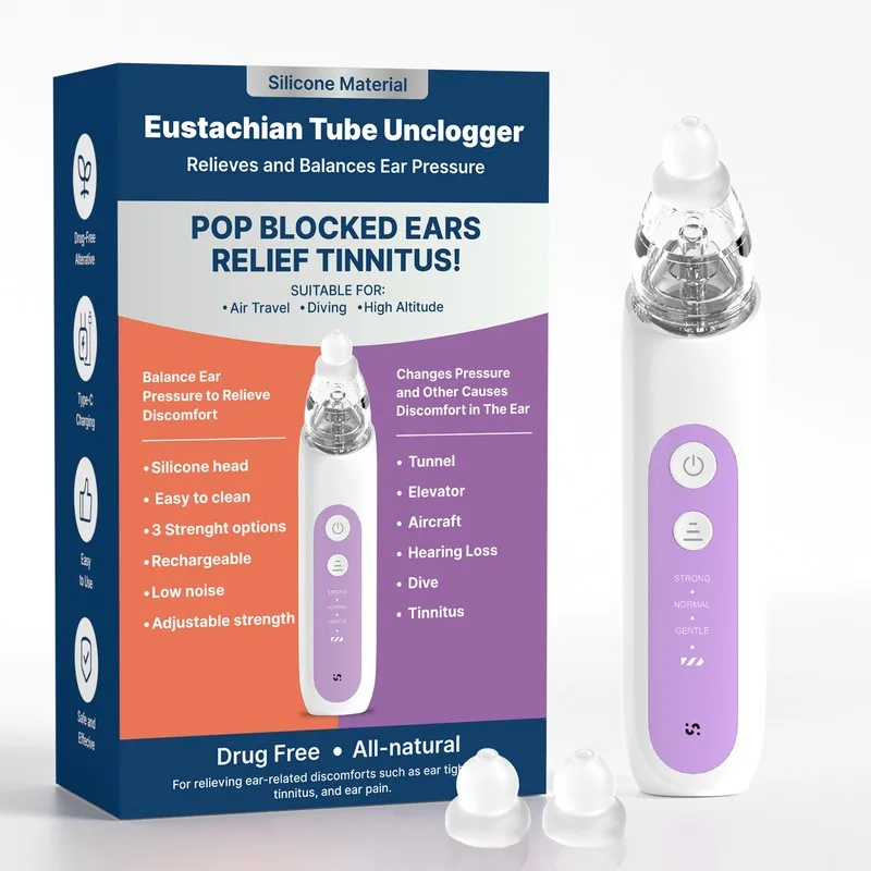 Rechargeable Adjustable Eustachian Tube Unclogger Ear Pressure Relief Blower Device - Image 1