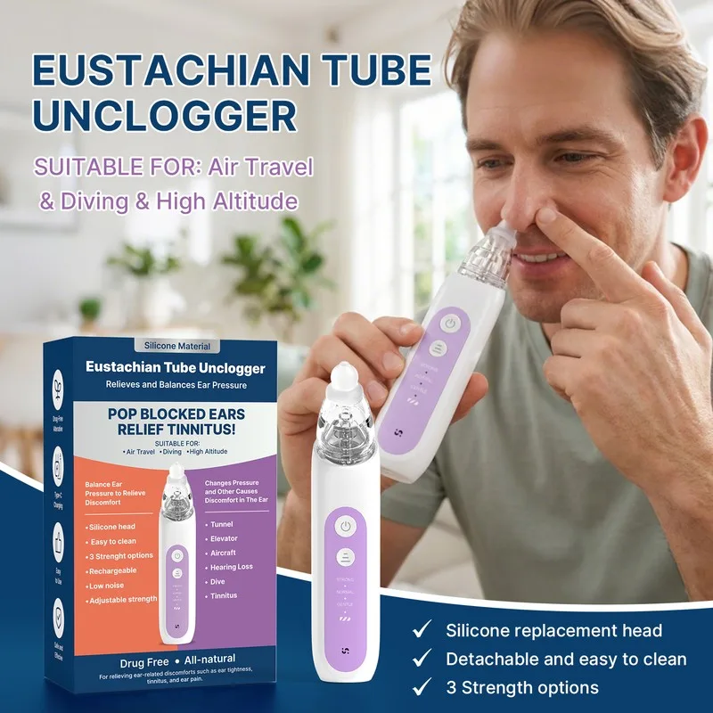 Rechargeable Adjustable Eustachian Tube Unclogger Ear Pressure Relief Blower Device - Image 2