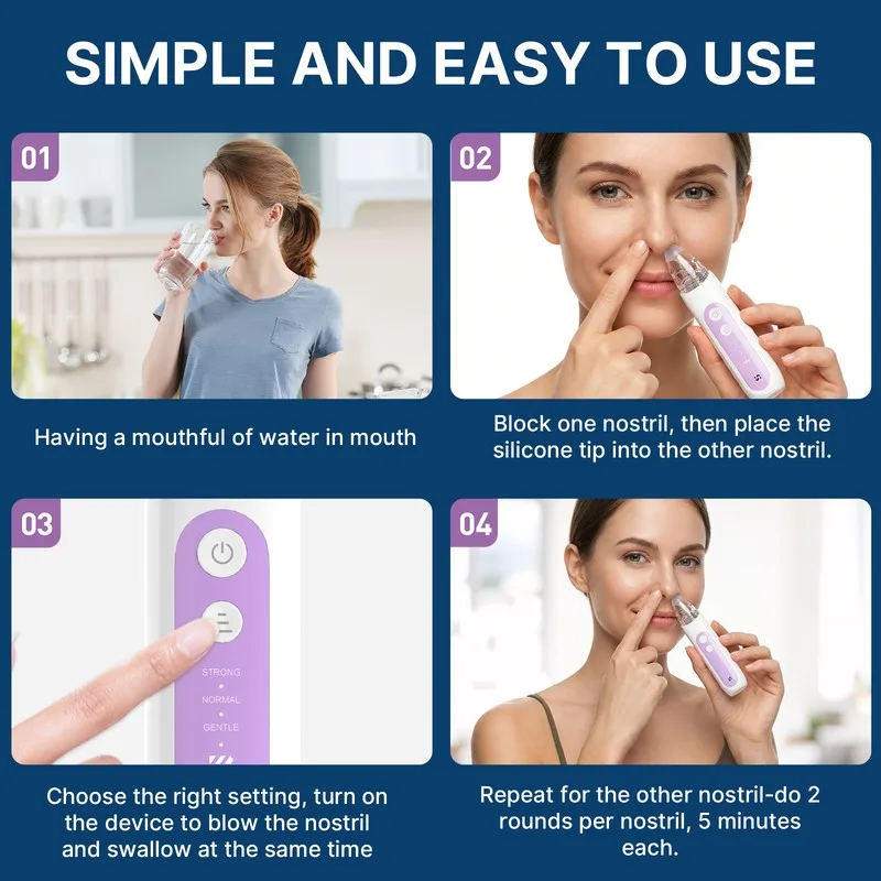 Rechargeable Adjustable Eustachian Tube Unclogger Ear Pressure Relief Blower Device - Image 5
