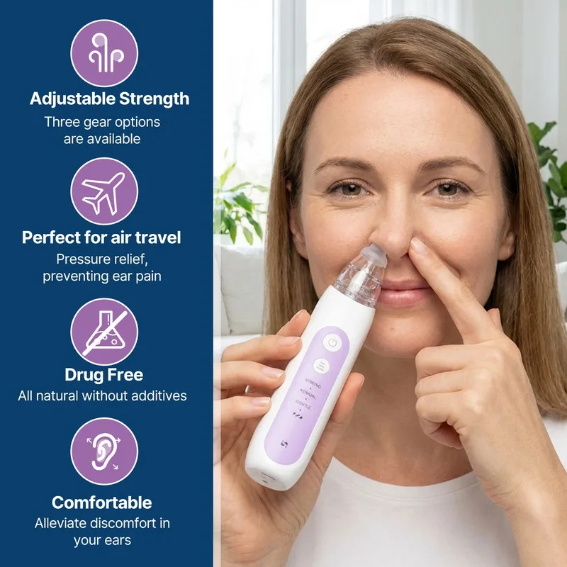 Rechargeable Adjustable Eustachian Tube Unclogger Ear Pressure Relief Blower Device - Image 8
